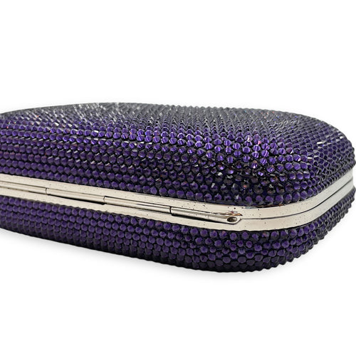 Box Slide Lock 16x10x4cm Purple Clutch in Crystals/Calf, Silver hardware