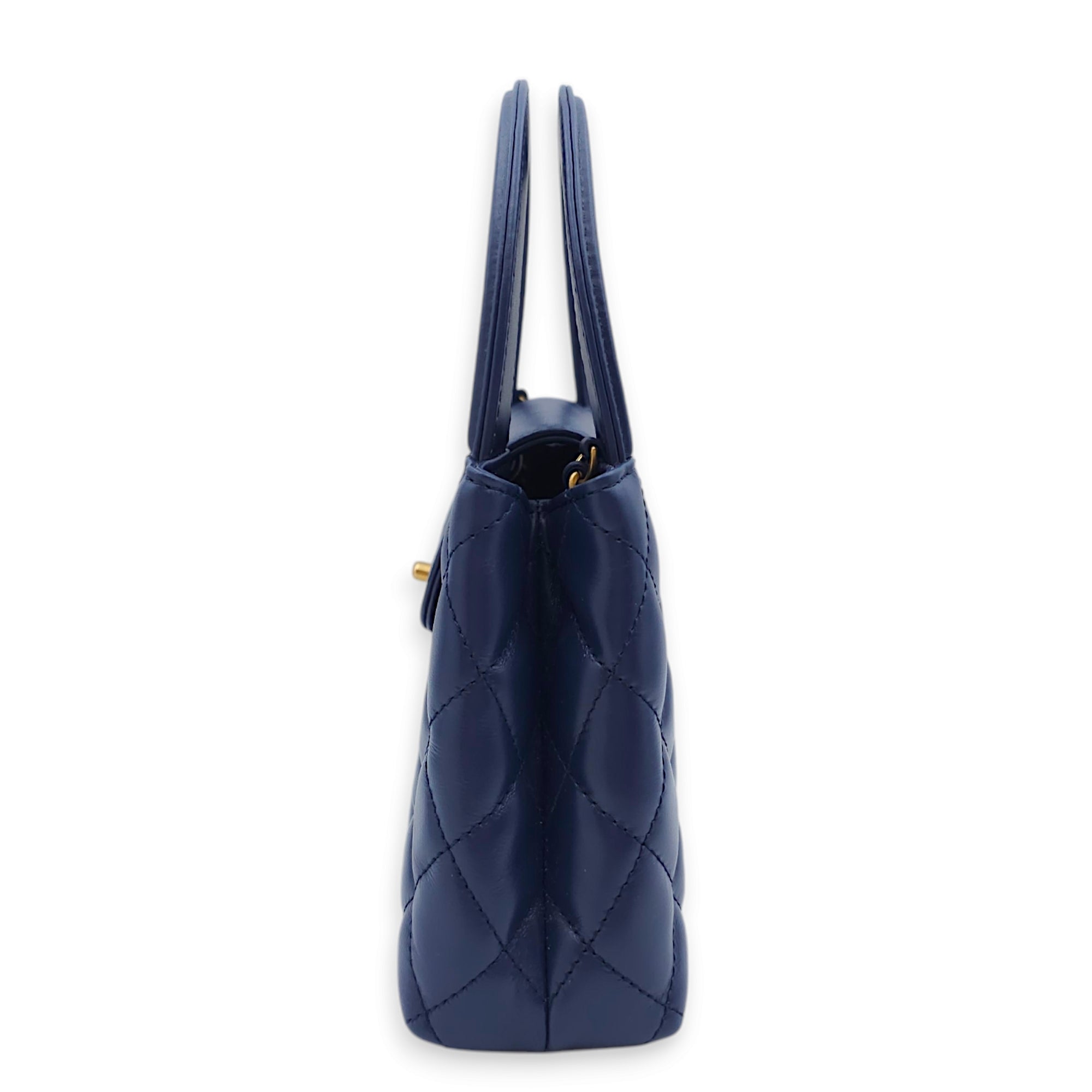 Kelly 19x12x5cm Blue Top Handle Bag in Shiny Calf Gold hardware CL2411-7205 3