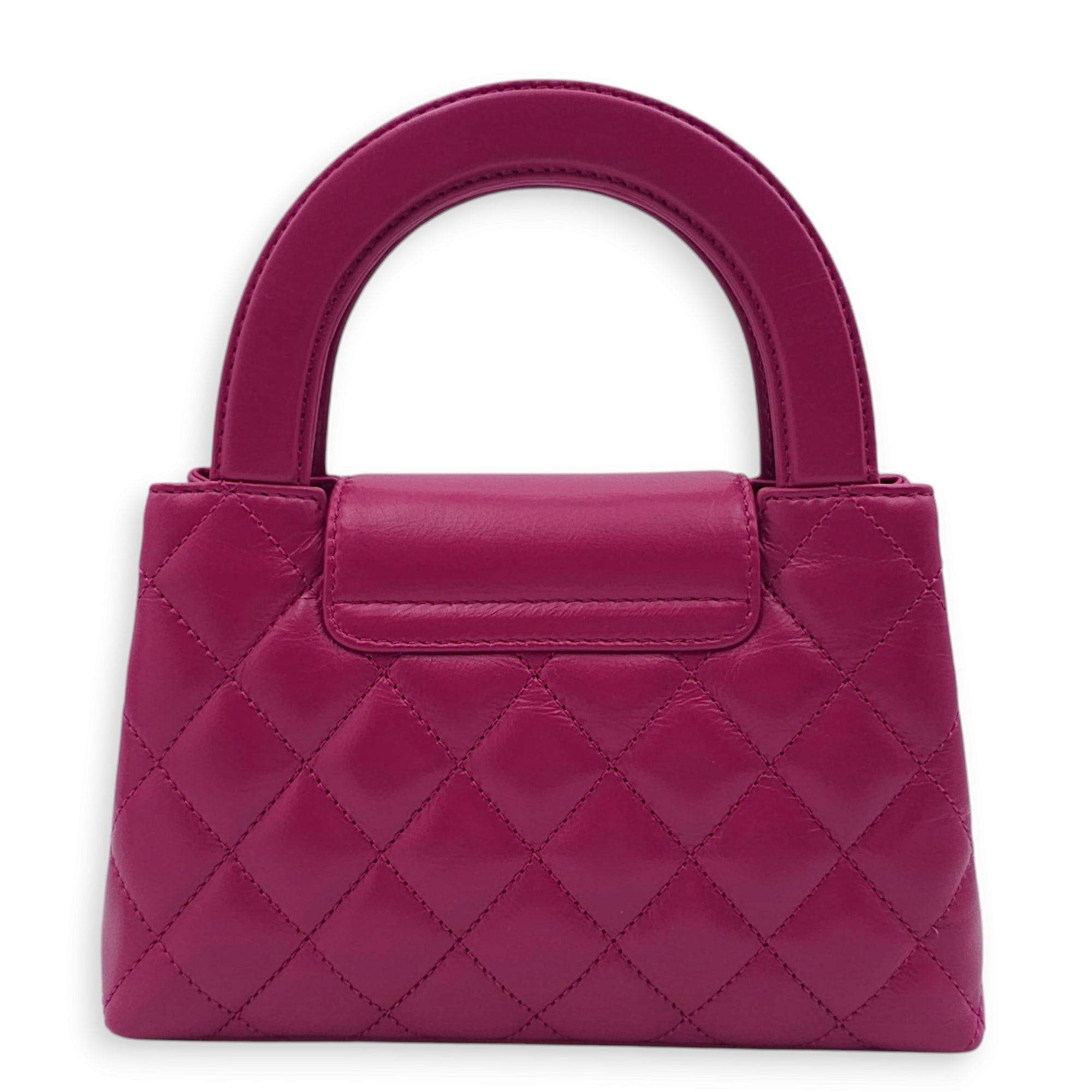 Kelly 19cm Magenta Top Handle Bag in Shiny Calf, Gold hardware