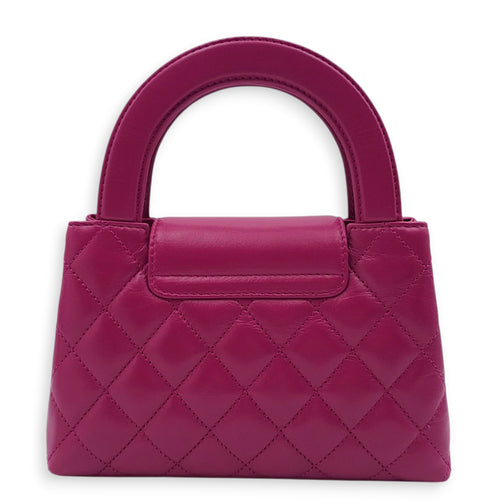 Kelly 19cm Magenta Top Handle Bag in Shiny Calf, Gold hardware