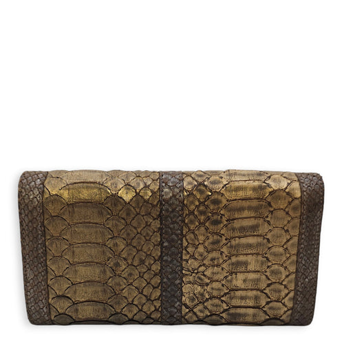 Sweet Charity Others Bronze Clutch in Python Leather Silver hardware C90495 2