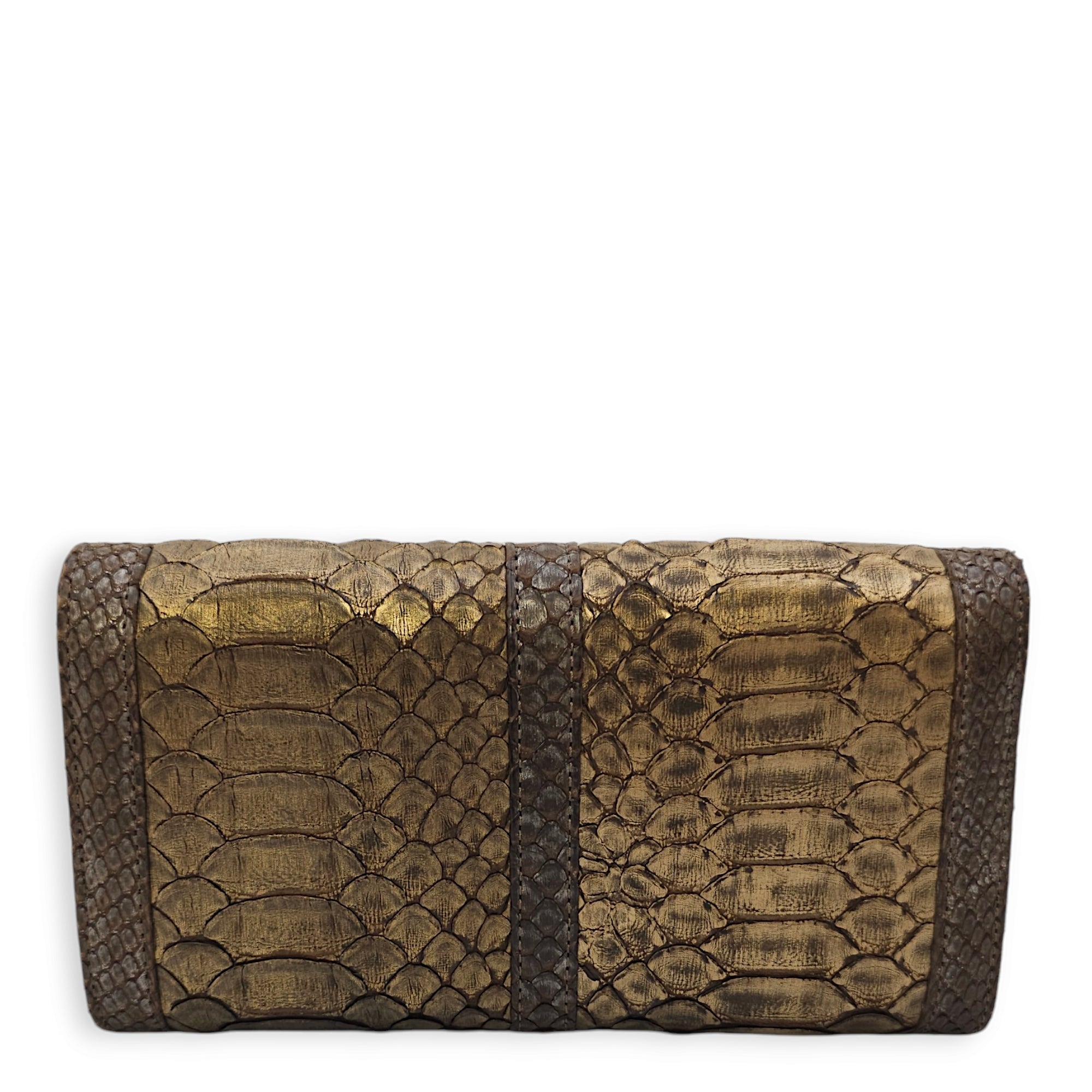 Sweet Charity Bronze Clutch in Python Leather, Silver hardware