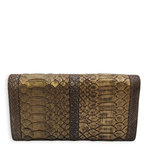 Sweet Charity Bronze Clutch in Python Leather, Silver hardware