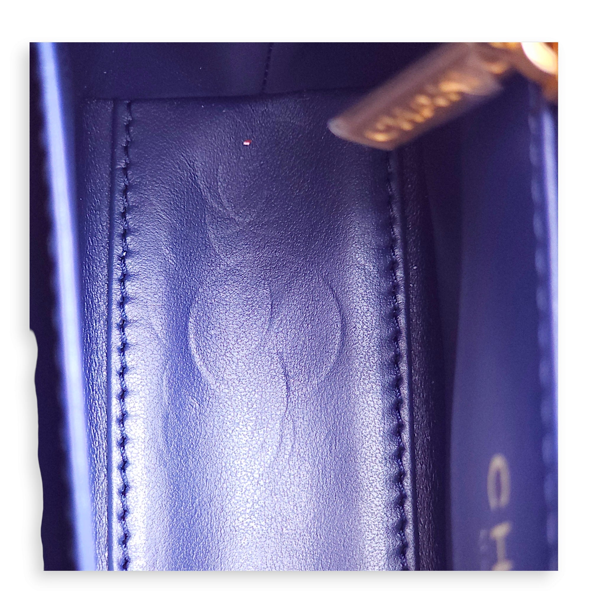 Kelly 19x12x5cm Blue Top Handle Bag in Shiny Calf Gold hardware CL2411-7205 9