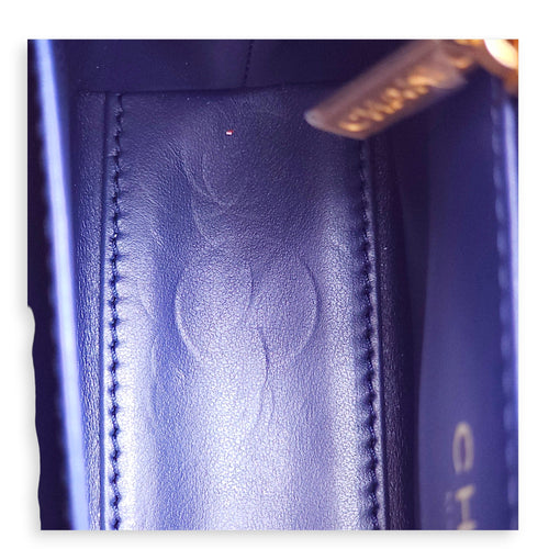 Kelly 19x12x5cm Blue Top Handle Bag in Shiny Calf Gold hardware CL2411-7205 9