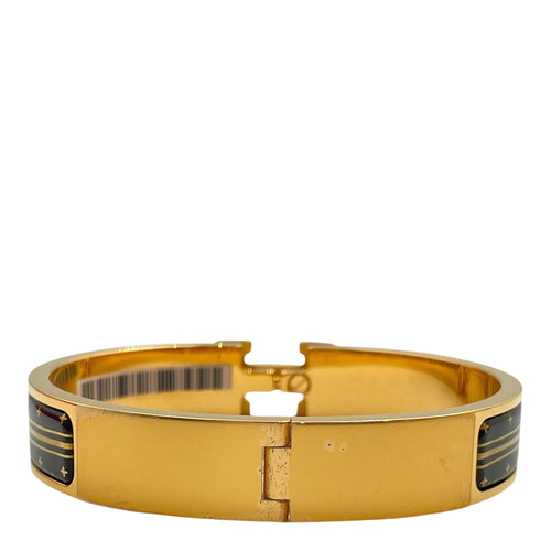 Quadrige Clic H GM Black Bracelet, Gold hardware