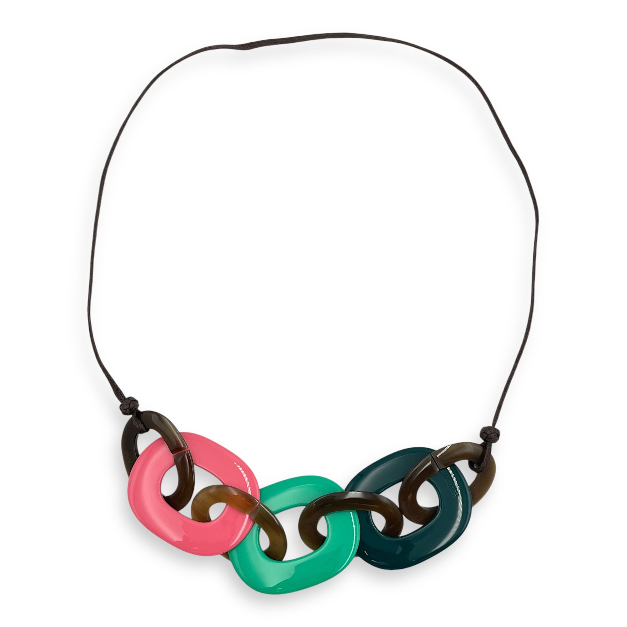 Les Flacons Bandana Vert/Blanc/Marron Necklace in Silk