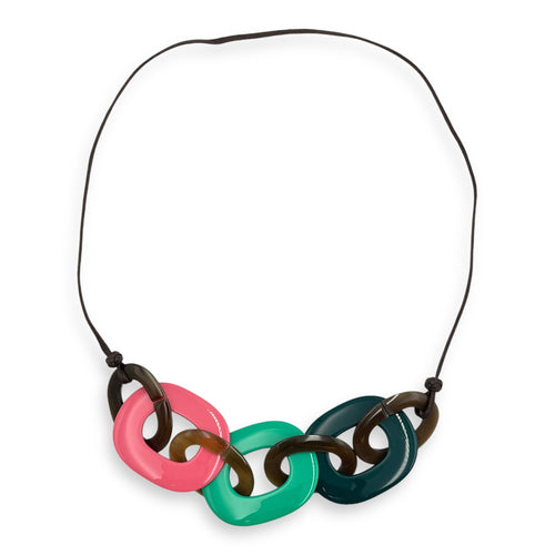 Les Flacons Bandana Vert/Blanc/Marron Necklace in Silk