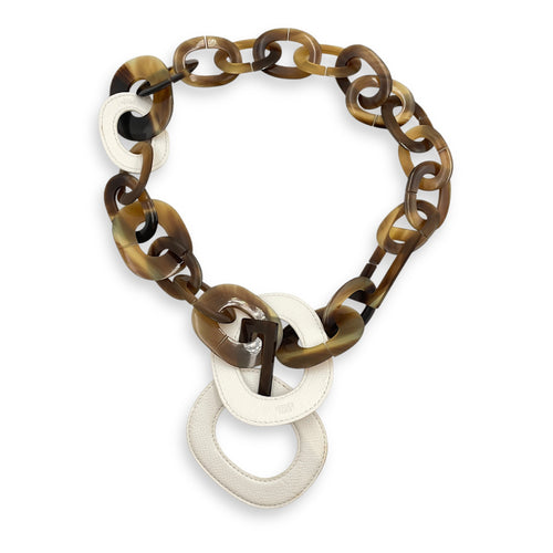 Isidore White Necklace, Horn/Lacquer hardware