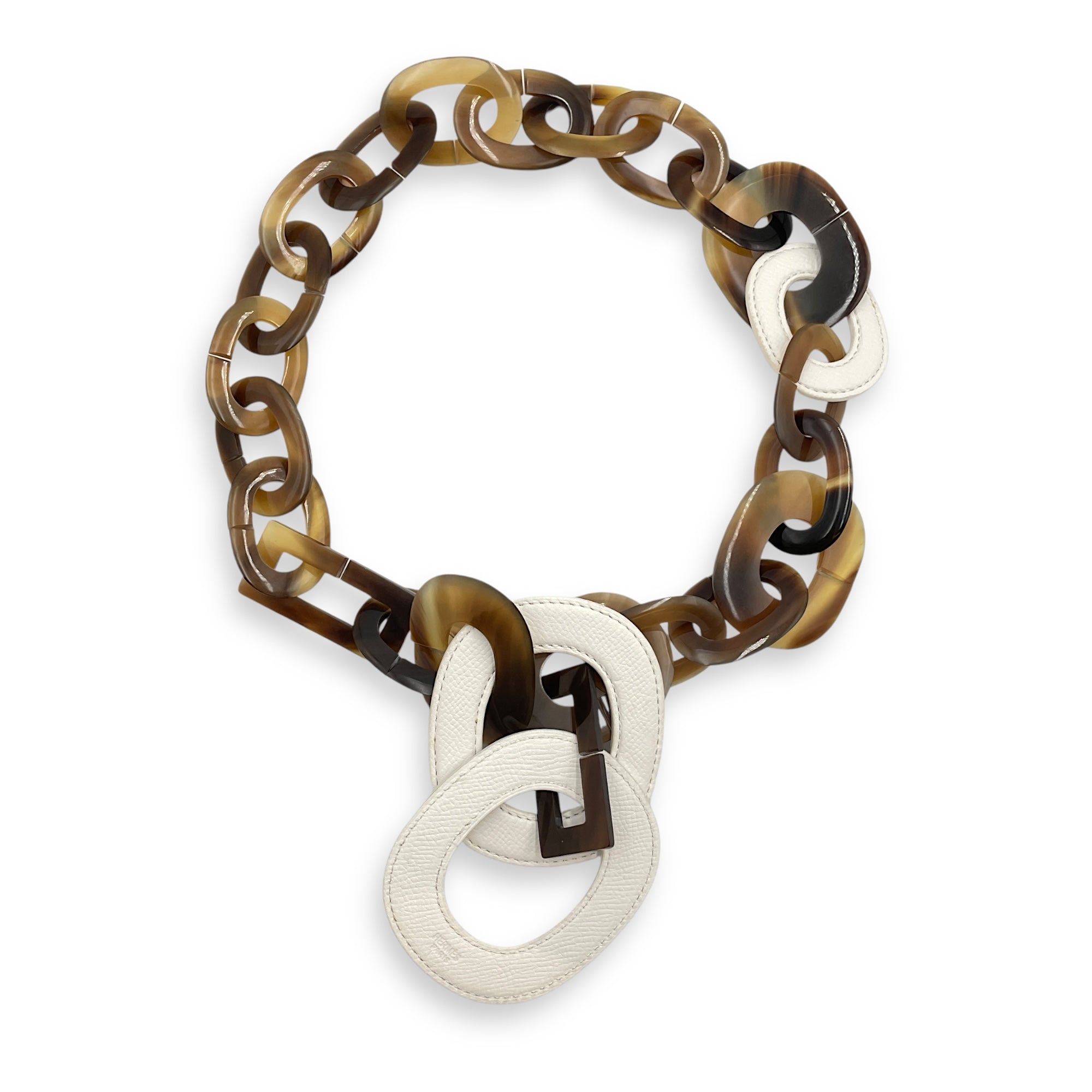 Isidore White Necklace, Horn/Lacquer hardware