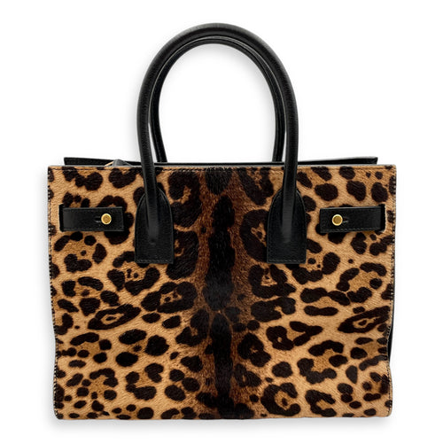 Sac de Jour Baby Leopard Print, Black Shoulder Bag in Pony Hair, Calf, Gold hardware