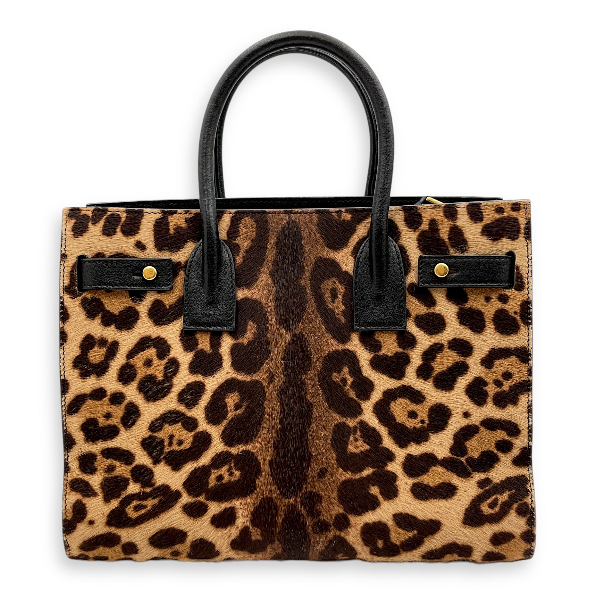 Sac de Jour Baby Leopard Print, Black Shoulder Bag in Pony Hair, Calf, Gold hardware