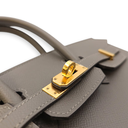 Sellier Birkin 25 Gris Meyer in Epsom, Gold hardware