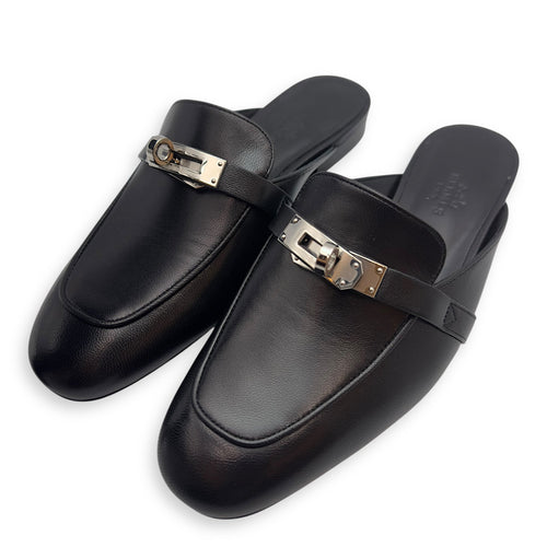 Oz Mule 36.5 Black Shoes in Nappa Palladium hardware
