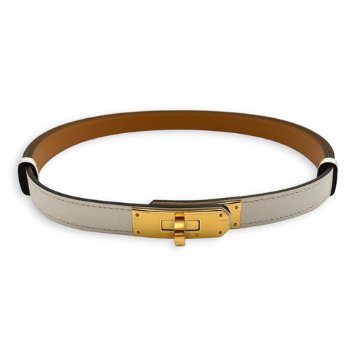 Kelly 18 Blanc Belt in Epsom, Gold hardware