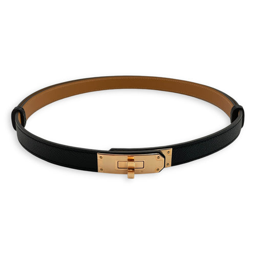 Kelly 18 Black Belt in Epsom, Rose Gold hardware