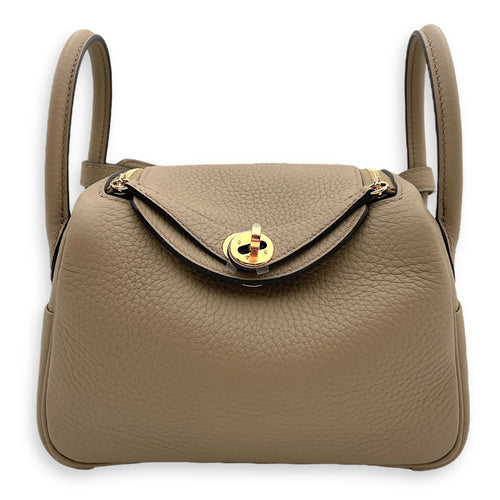 Lindy II Mini Beige Marfa in Clemence, Gold hardware