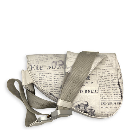 Printed Saddle Crossbody - Daniel Arsham Medium White Crossbody Bag in Calfskin, 2-Tone hardware