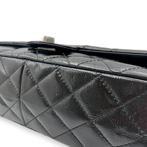 Quilted Reissue Flap 31x20x9cm Black Shoulder Bag in Patent Leather, Ruthenium-finish Brass hardware