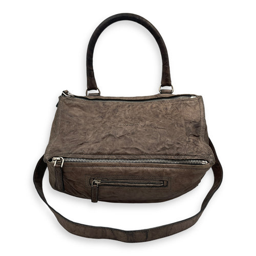 Pandora Medium Brown Shoulder Bag in Sheepskin, Silver hardware