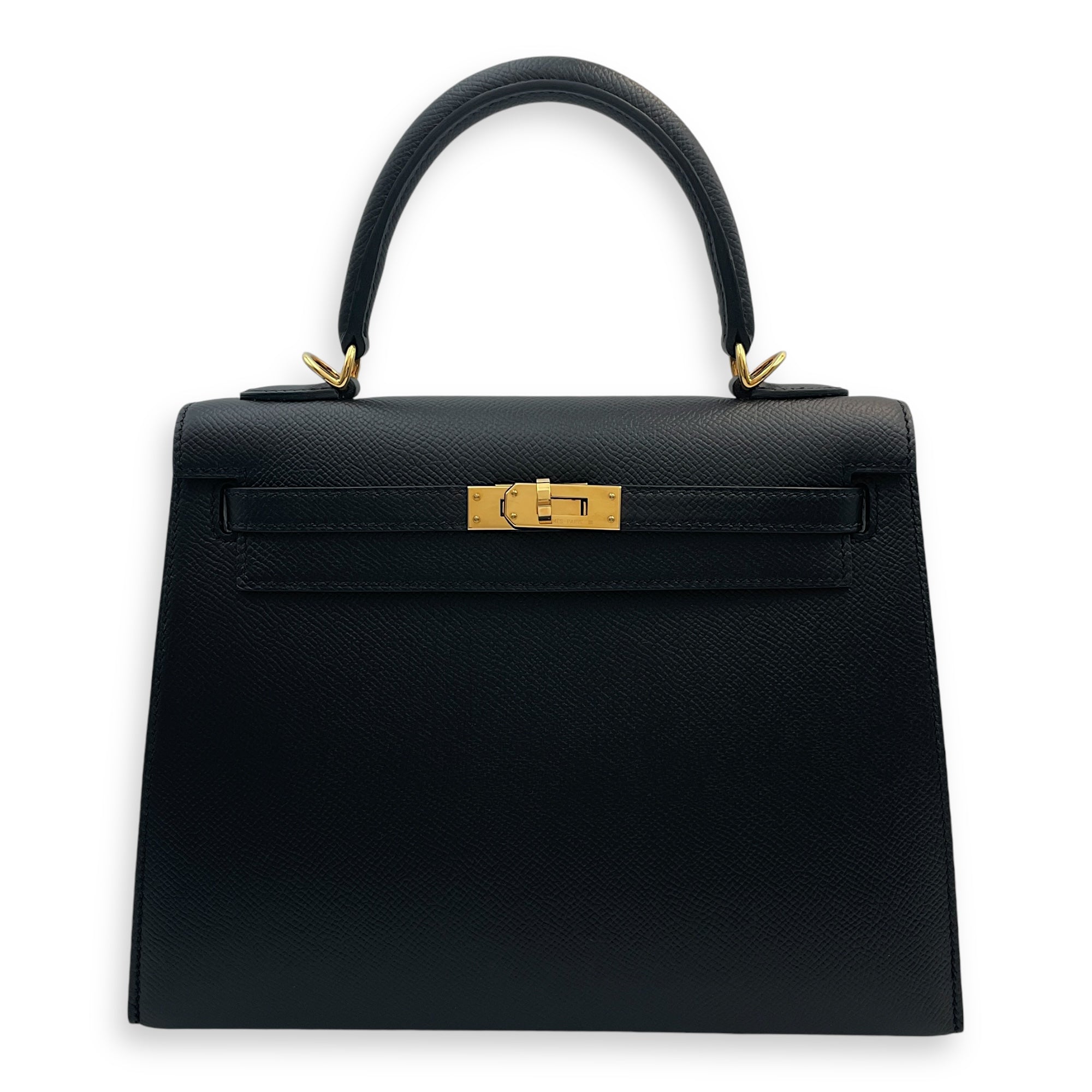 Sellier Kelly 25 Black in Epsom, Gold hardware