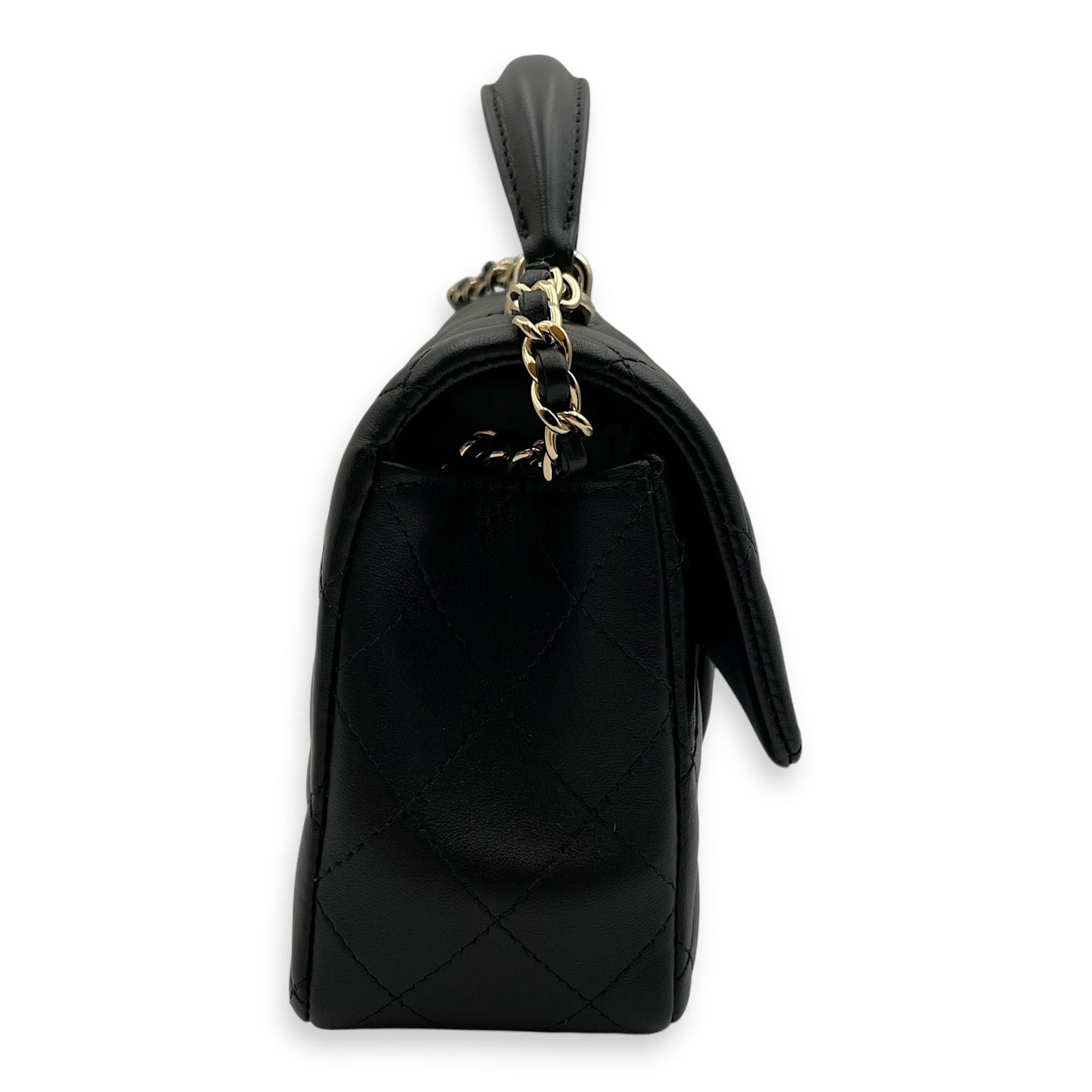 Rectangle Mini Black Crossbody Bag in Lambskin, Gold hardware