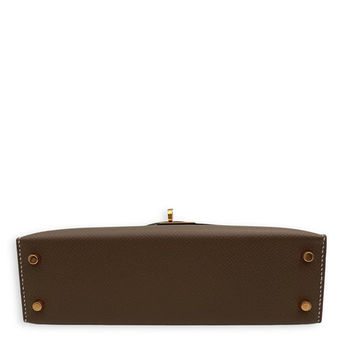 Sellier Kelly Mini Etoupe in Epsom, Gold hardware