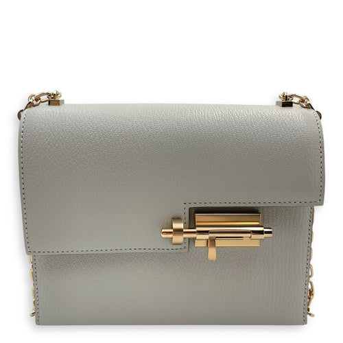Verrou Chaine Mini Gris Perle in Chevre Mysore Permabrass hardware