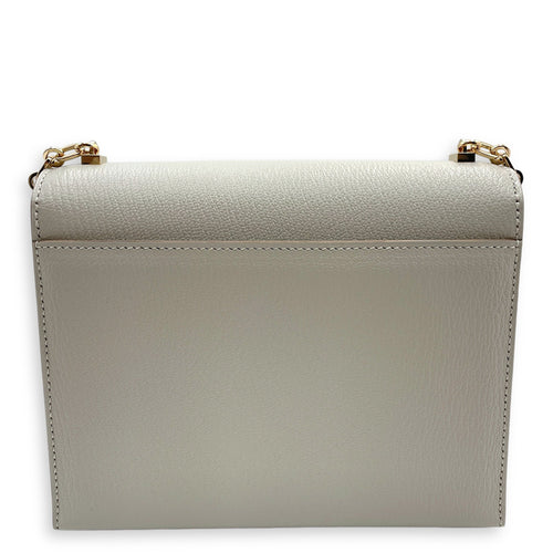 Verrou Chaine Mini Gris Perle in Chevre Mysore Permabrass hardware