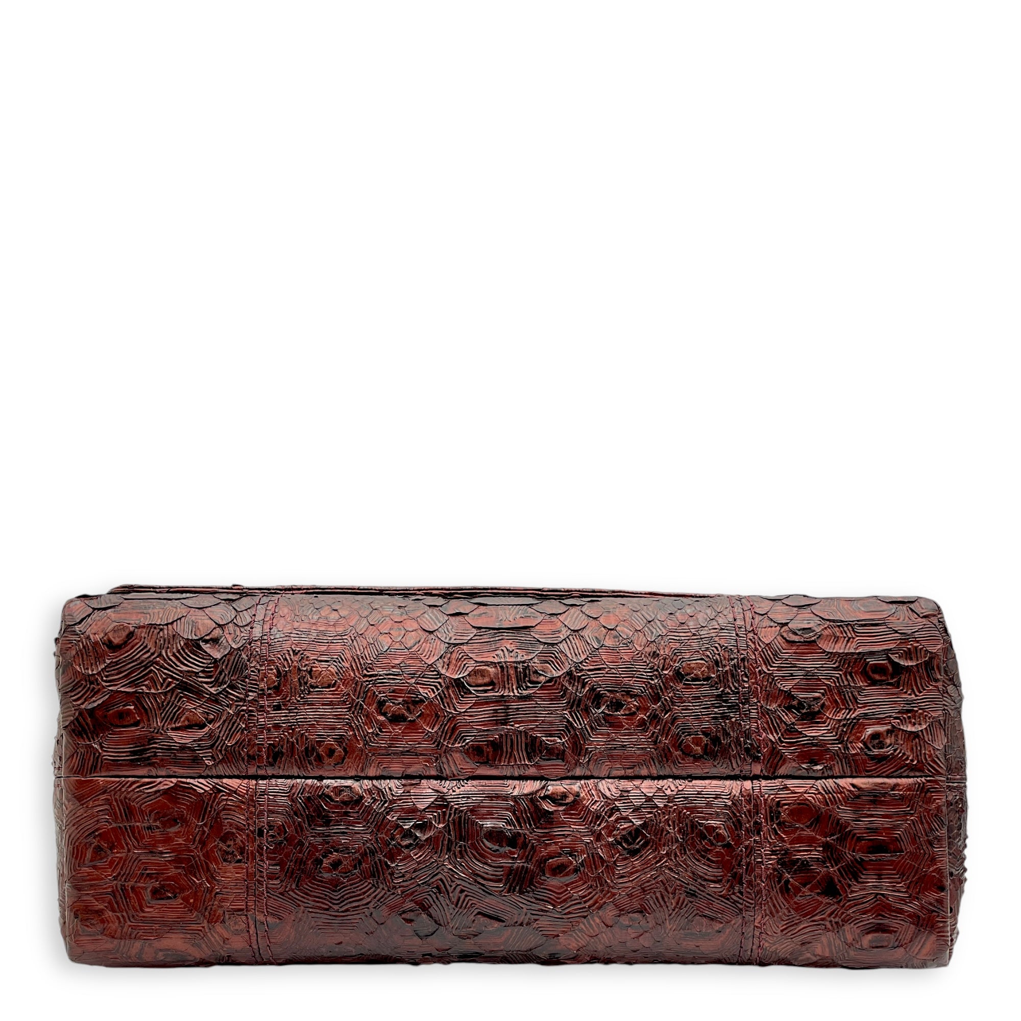 Seasonal Paris-Byzance Flap 29x18x12cm Burgundy Shoulder Bag in Python Leather, Gold hardware