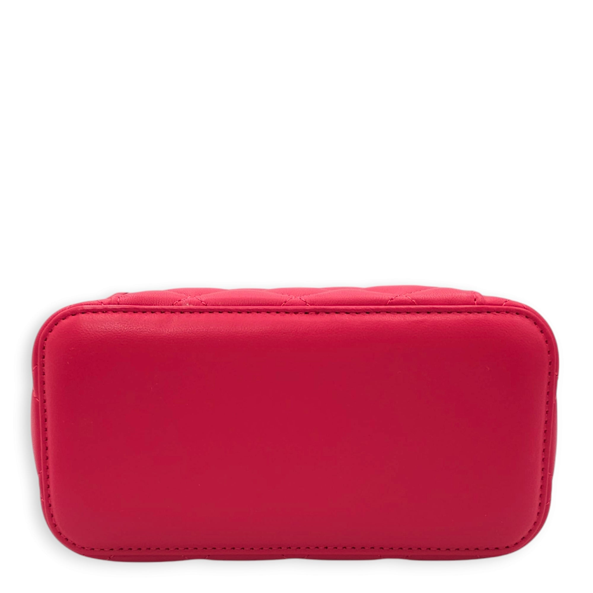 Pearl Crush Vanity Mini Red Crossbody Bag in Lambskin, Gold hardware