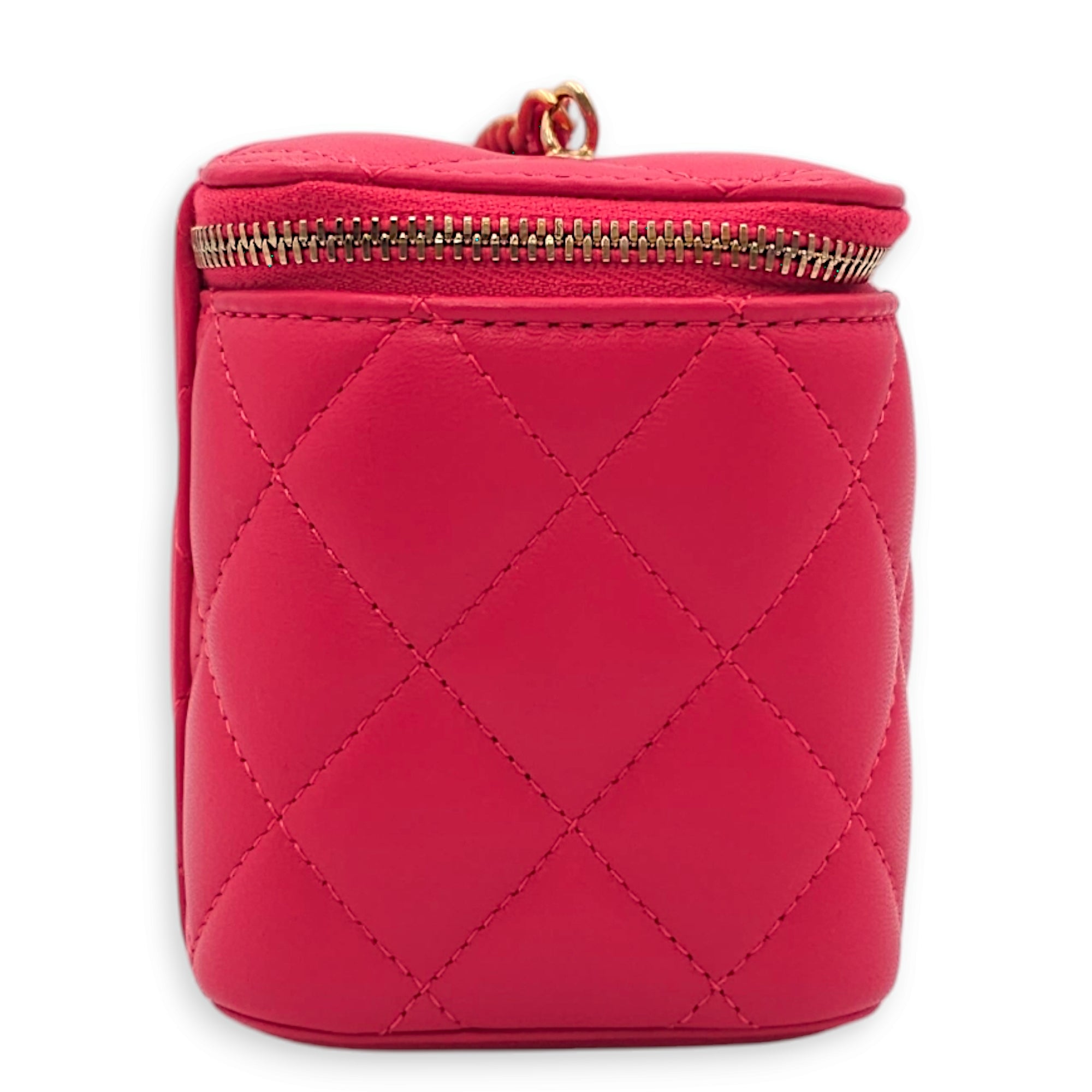 Pearl Crush Vanity Mini Red Crossbody Bag in Lambskin, Gold hardware