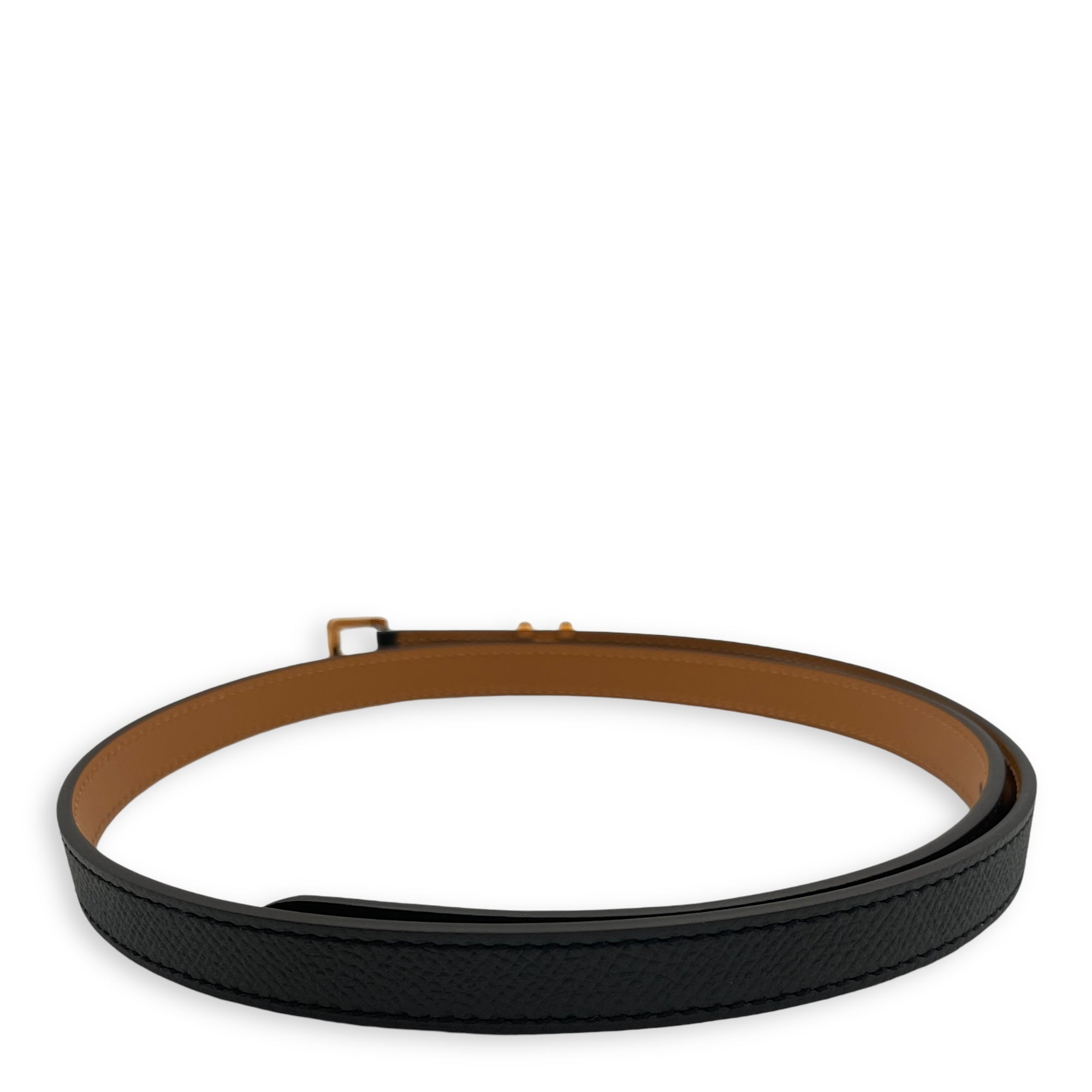 Pop H 15 Belt 75 Black Belt in Epsom, Rose Gold hardware