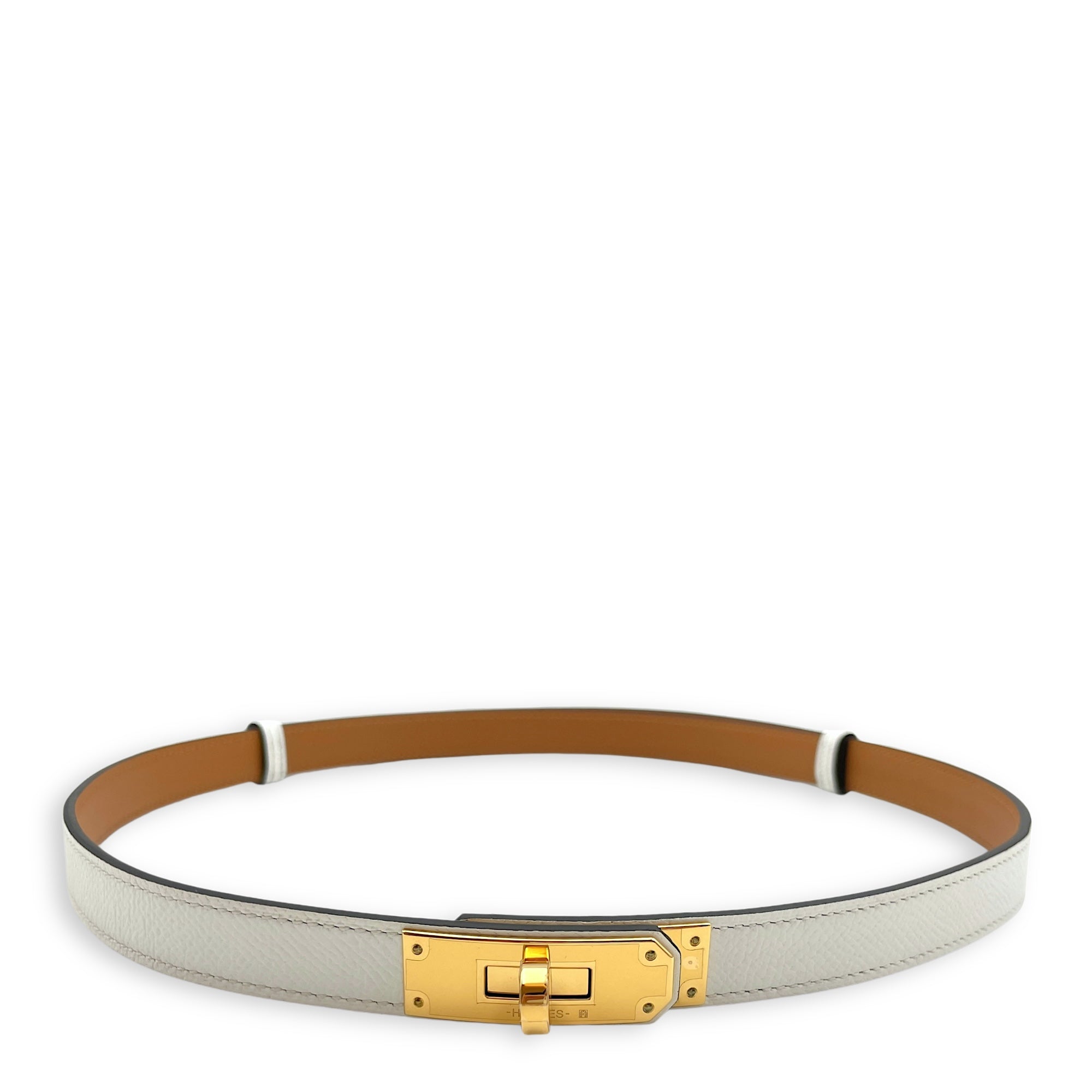 Kelly 18 Belt Blanc Belt in Epsom, Gold hardware