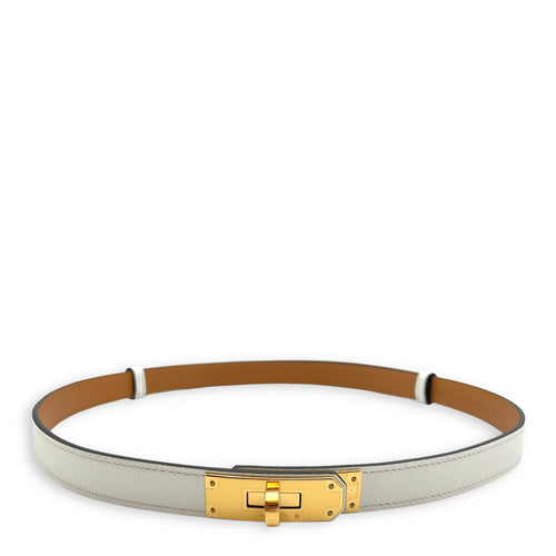 Kelly 18 Belt Blanc Belt in Epsom, Gold hardware