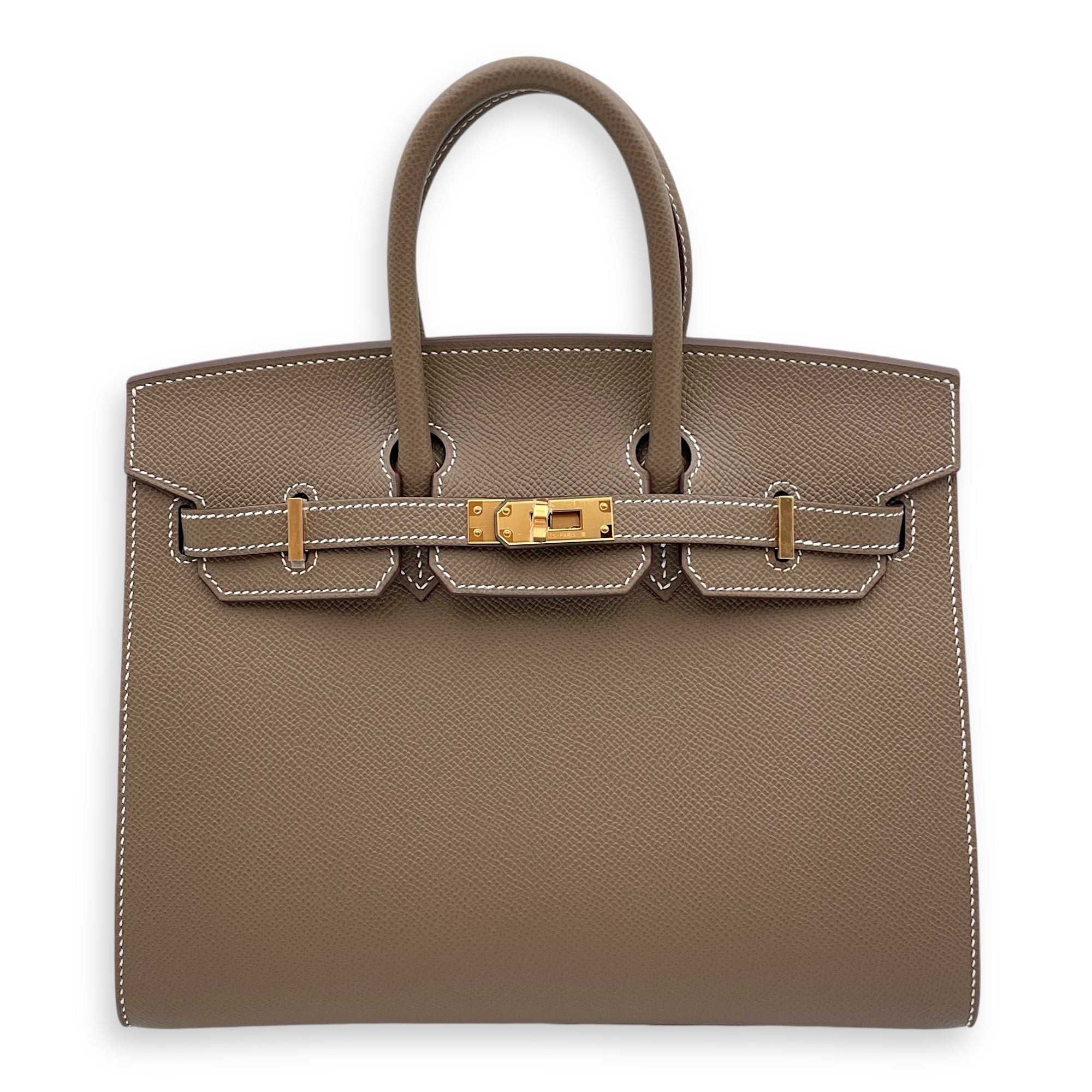 Sellier Birkin 25 Etoupe in Epsom, Gold hardware