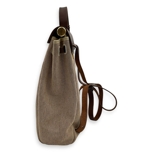 2-in-1 Herbag Brown in Toile and Vache Hunter, Gold hardware