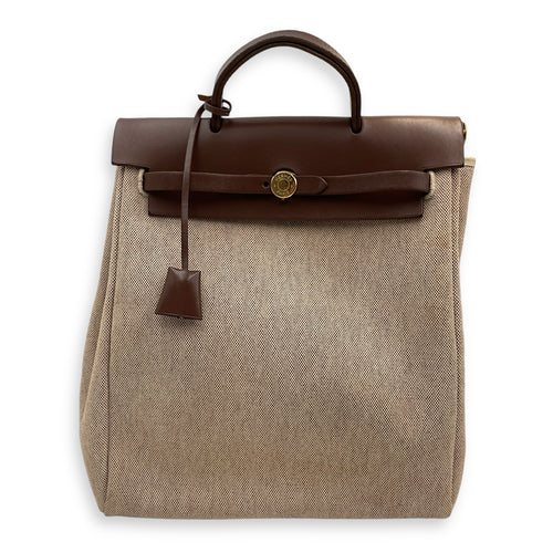 2-in-1 Herbag Brown in Toile and Vache Hunter, Gold hardware