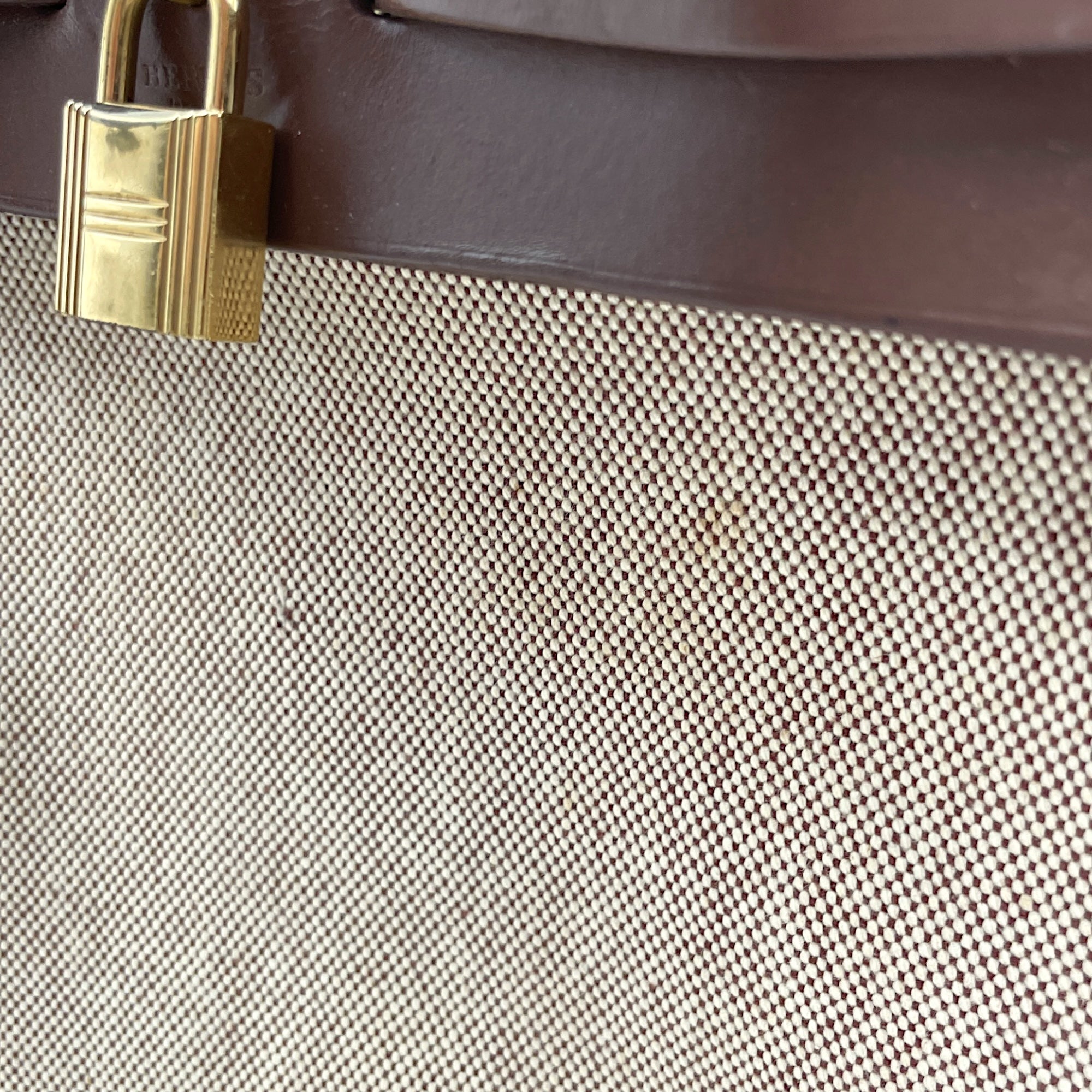 2-in-1 Herbag Brown in Toile and Vache Hunter, Gold hardware