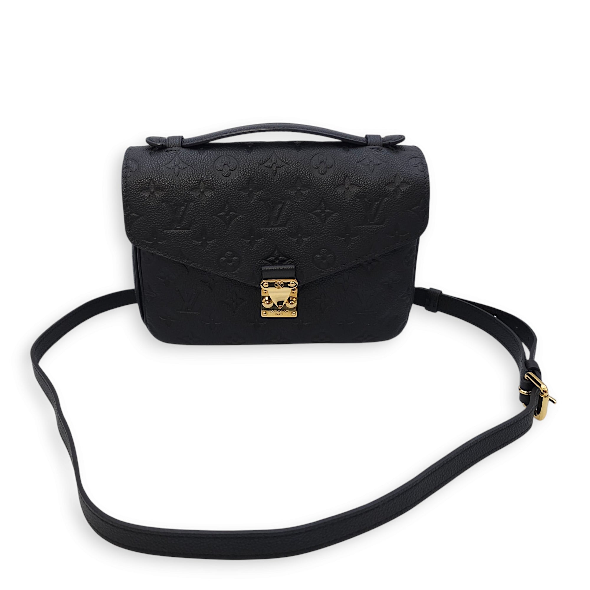 Pochette Metis 25x19x7cm Black Crossbody Bag in Empriente Leather, Gold hardware