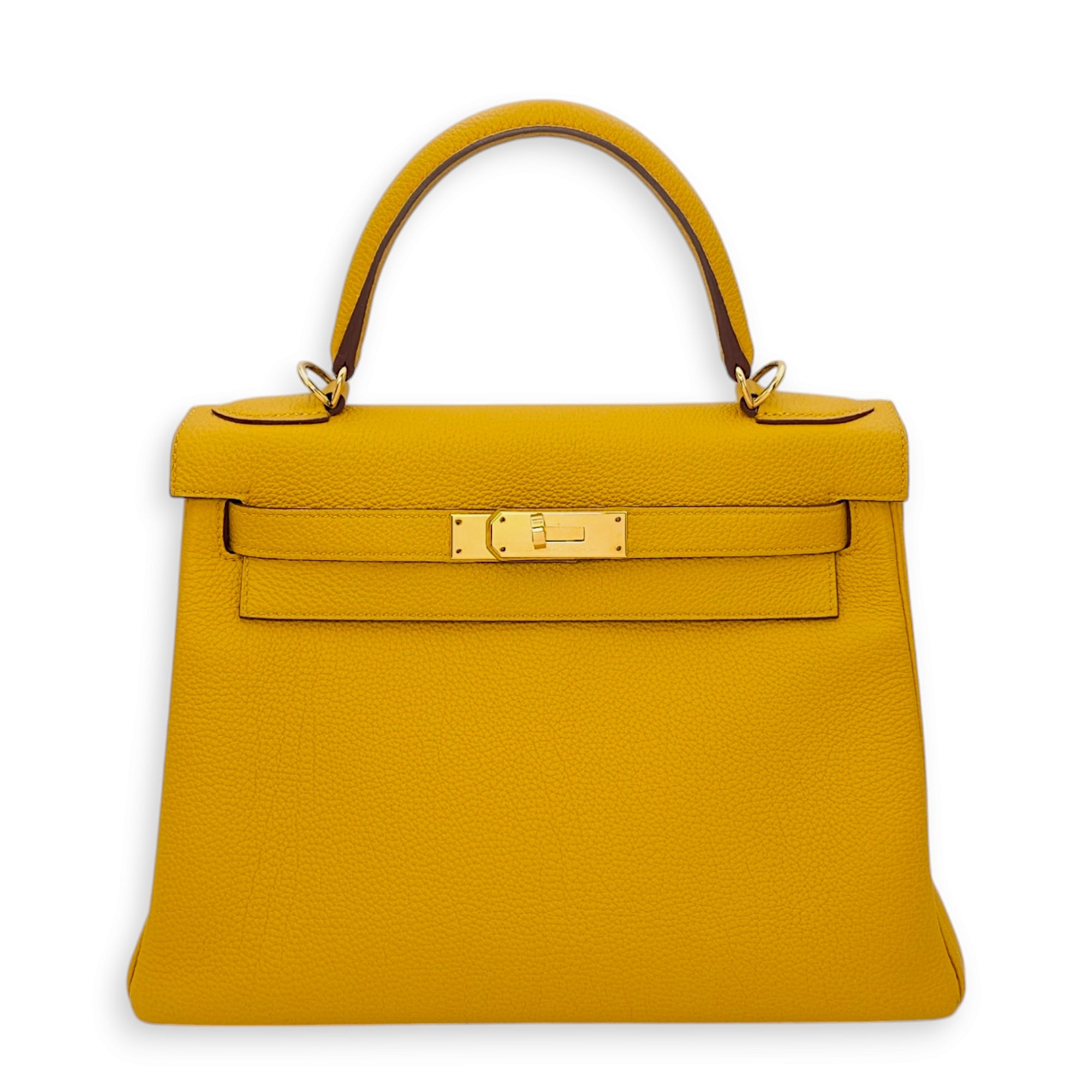 Kelly 28 Jaune Ambre in Togo, Gold hardware