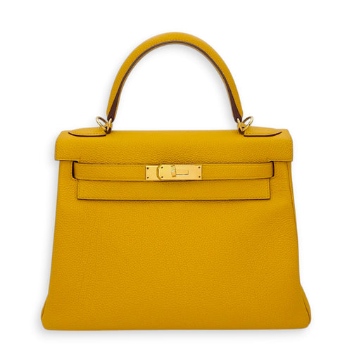 Kelly 28 Jaune Ambre in Togo, Gold hardware