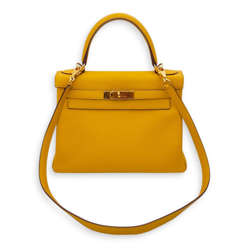 Kelly 28 Jaune Ambre in Togo, Gold hardware