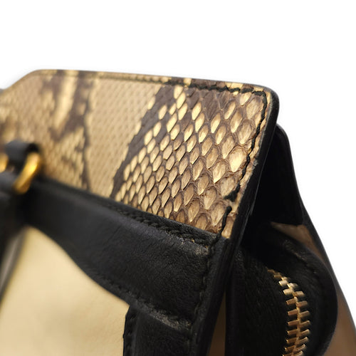 Chys Cabas 36x23x18cm Cream, beige, brown, black Top Handle Bag in Python, calf, Gold hardware