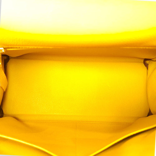 Kelly 28 Jaune Ambre in Togo Gold hardware CL2411-7805 9