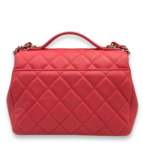 Business Affinity Flap Medium Coral Crossbody Bag in Caviar Leather Gold hardware