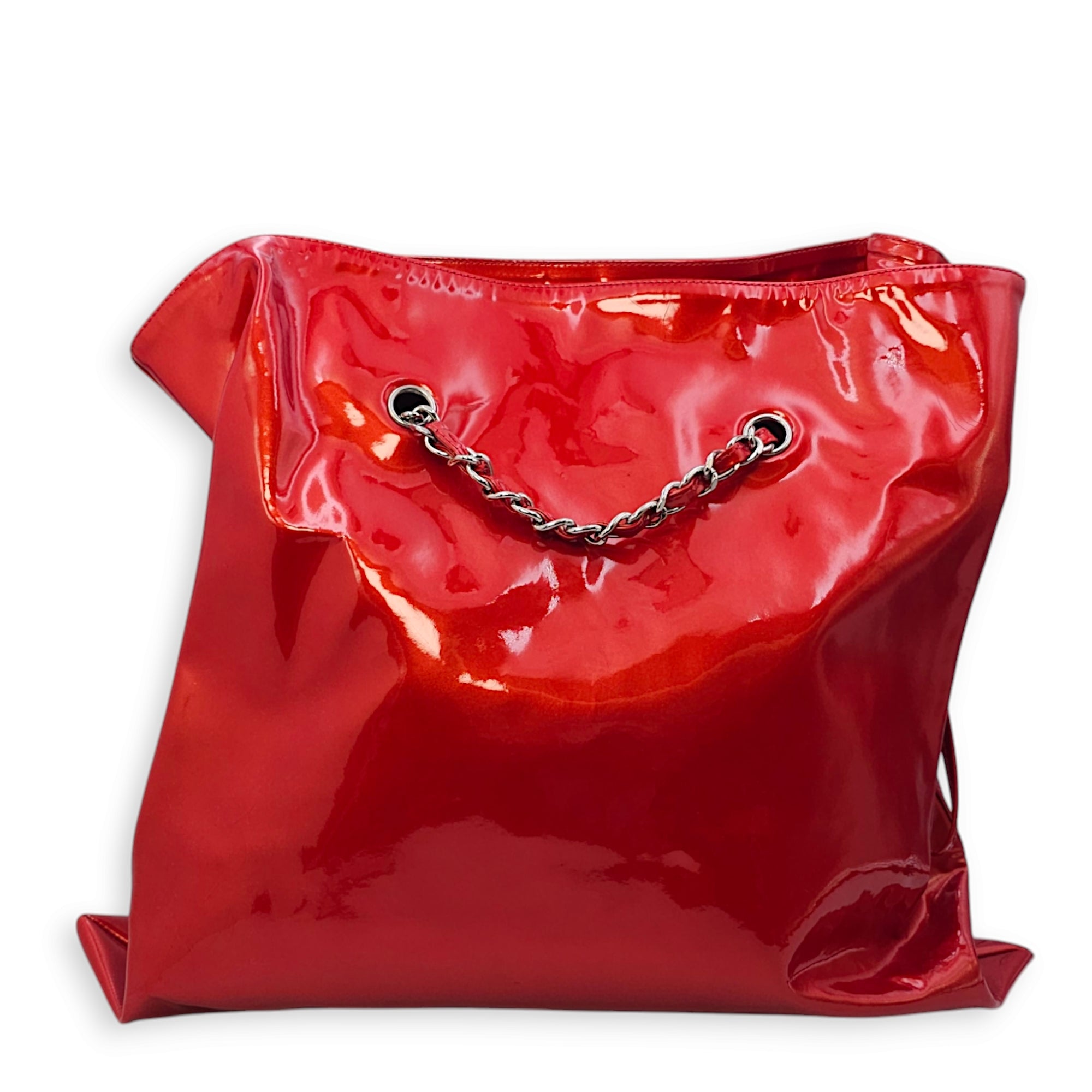 Bon Bon Embellished CC Red Tote Bag in Patent Leather, Palladium hardware