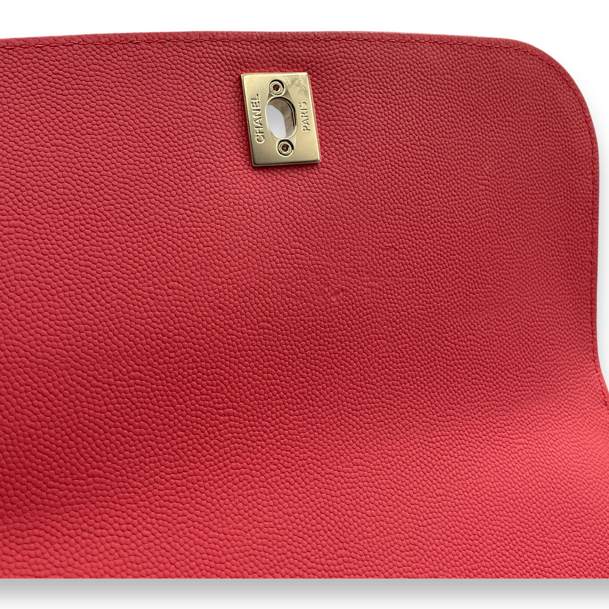 Business Affinity Flap Medium Coral Crossbody Bag in Caviar Leather Gold hardware