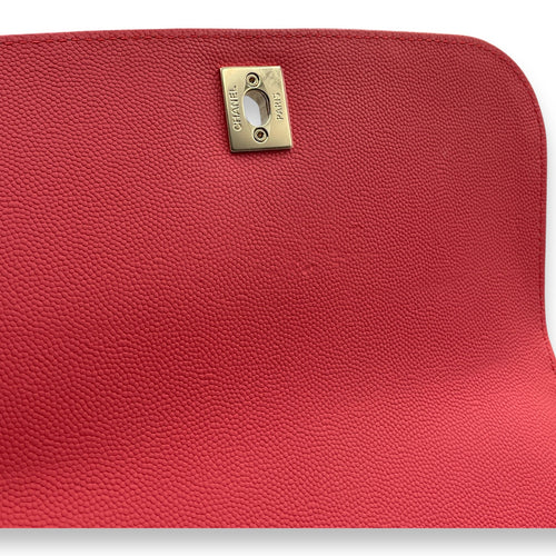 Business Affinity Flap Medium Coral Crossbody Bag in Caviar Leather Gold hardware