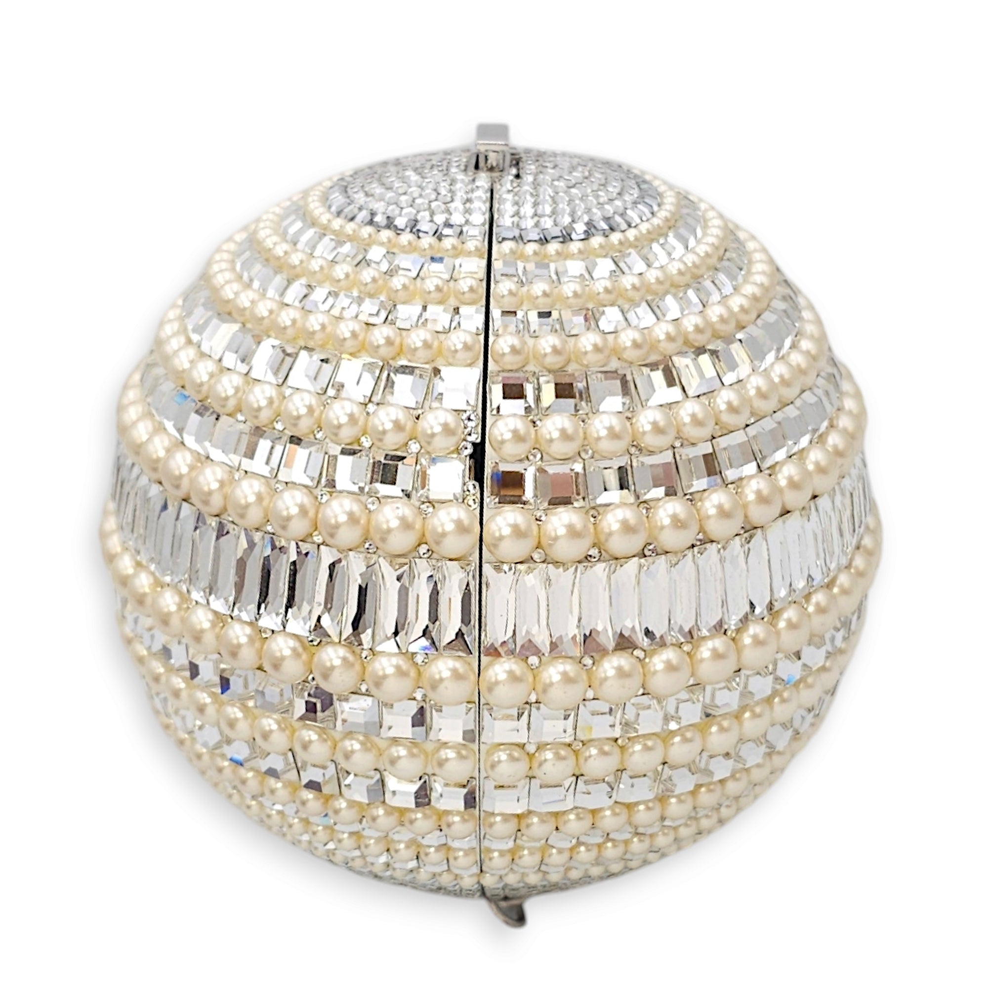 Couture Sphere Celestial Clutch Bag White Clutch in Pearl & Crystals, Palladium hardware